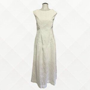 NWT Socialite Cotton Eyelet Back Cutout Midi Dress • Bright White • Size M - WDS